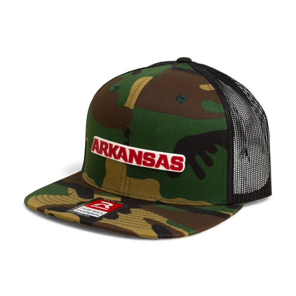 Arkansas Razorbacks ARKANSAS Red 3D Wool Blend Flat Bill Hat- Army Camo/ Black - Picture 2 of 3